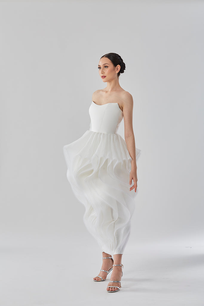 Strapless ruffle cheap dress